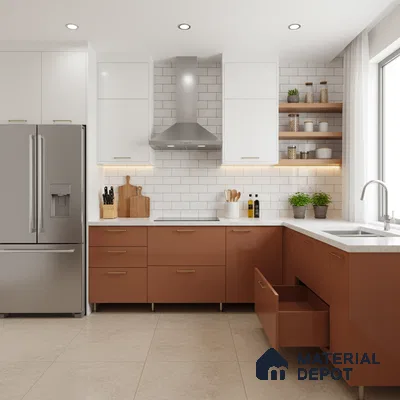 Ferrero 1C 01585 Copper Beige 8 ft x 4 ft High Gloss Finish 6H Anti Scratch Acrylic Laminate - 1.5 mm | Suitable for Living Room, Kitchen, Office
