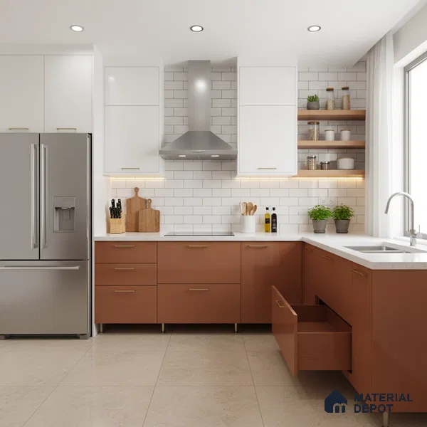 Ferrero 1C 01585 Copper Beige 8 ft x 4 ft High Gloss Finish 6H Anti Scratch Acrylic Laminate - 1.5 mm | Suitable for Living Room, Kitchen, Office