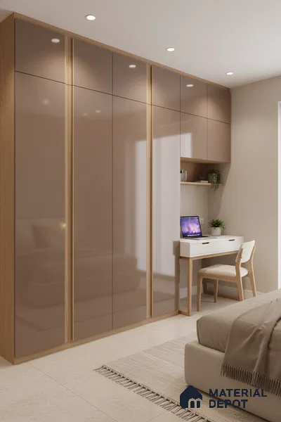 Ferrero 1C 01583 Sandy Cocoa 8 ft x 4 ft High Gloss Finish 6H Anti Scratch Acrylic Laminate - 1.5 mm | Suitable for Living Room, Kitchen, Office