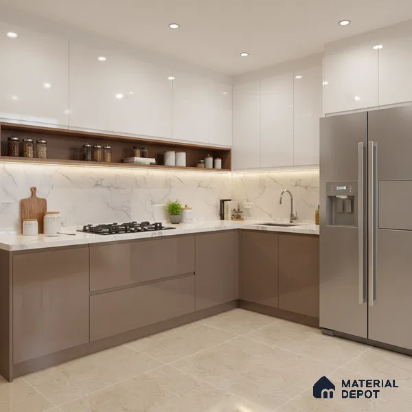 Ferrero 1C 01583 Sandy Cocoa 8 ft x 4 ft High Gloss Finish 6H Anti Scratch Acrylic Laminate - 1.5 mm | Suitable for Living Room, Kitchen, Office