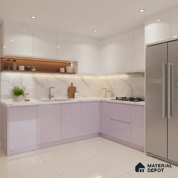 Ferrero 1C 01586 Blushed Lilac 8 ft x 4 ft High Gloss Finish 6H Anti Scratch Acrylic Laminate - 1.5 mm | Suitable for Living Room, Kitchen, Office