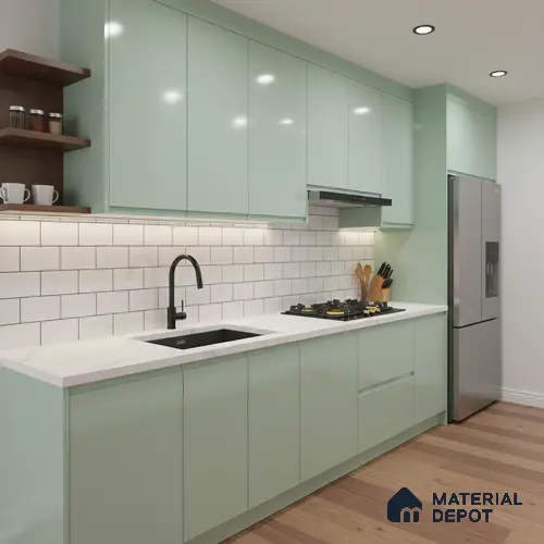 Ferrero 1C 01593 Aqua Sage 8 ft x 4 ft High Gloss Finish 6H Anti Scratch Acrylic Laminate - 1.5 mm | Suitable for Living Room, Kitchen, Office