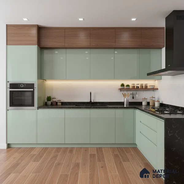 Ferrero 1C 01593 Aqua Sage 8 ft x 4 ft High Gloss Finish 6H Anti Scratch Acrylic Laminate - 1.5 mm | Suitable for Living Room, Kitchen, Office