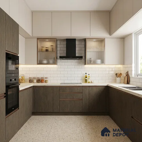 Wooden Look LM 13865 Hard Travertine 8 ft x 4 ft Texture Finish Decorative Laminate - 1 mm | Suitable for TV Unit, Wardrobe, Kitchen Cabinets