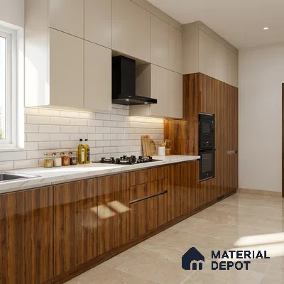 Wooden Look LM 13895 8 ft x 4 ft High Gloss Finish Decorative Laminate - 1 mm | Suitable for TV Unit, Wardrobe, Kitchen Cabinets