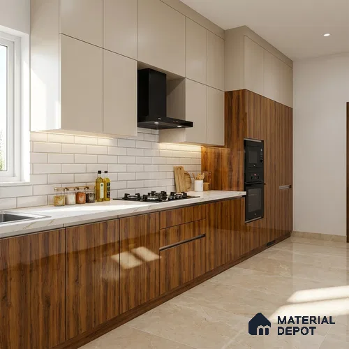 Wooden Look LM 13895 8 ft x 4 ft High Gloss Finish Decorative Laminate - 1 mm | Suitable for TV Unit, Wardrobe, Kitchen Cabinets
