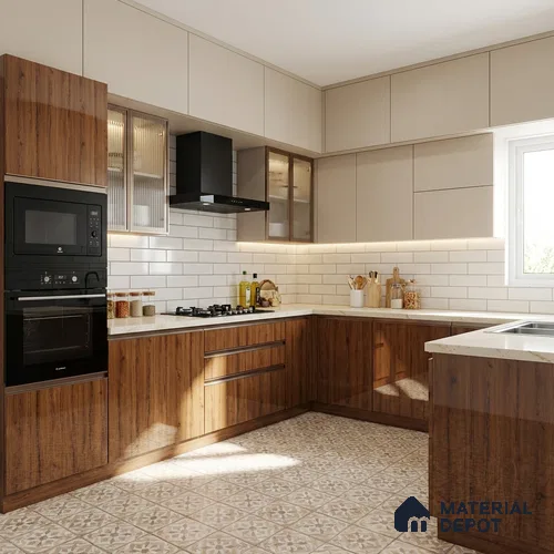 Wooden Look LM 13896 8 ft x 4 ft High Gloss Finish Decorative Laminate - 1 mm | Suitable for TV Unit, Wardrobe, Kitchen Cabinets