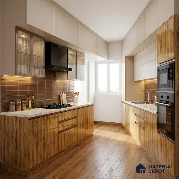 Wooden Look LM 13897 8 ft x 4 ft High Gloss Finish Decorative Laminate - 1 mm | Suitable for TV Unit, Wardrobe, Kitchen Cabinets