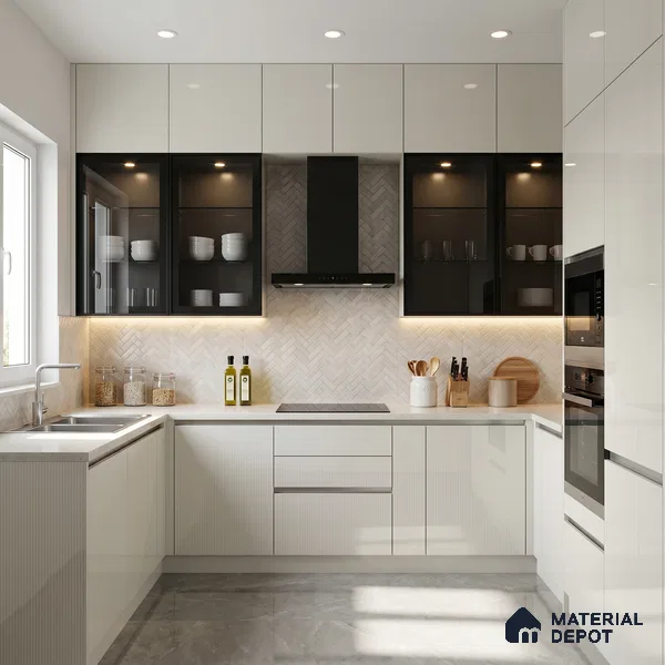 Milky White Fluted Solid Color Look LM 15478 Milky Way 8 ft x 4 ft Glossy Finish Decorative Laminate - 1 mm | Suitable for TV Unit, Wardrobe, Kitchen Cabinets