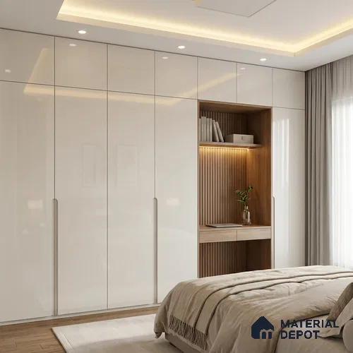 Milky White Solid Colors Look LM 15479 Milky Way 8 ft x 4 ft High Gloss Finish Decorative Laminate - 1 mm | Suitable for Living Room, Kitchen, Office
