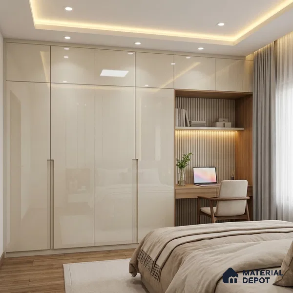 Solid Colors Look LM 15481 Ivory 8 ft x 4 ft High Gloss Finish Decorative Laminate - 1 mm | Suitable for Living Room, Kitchen, Office