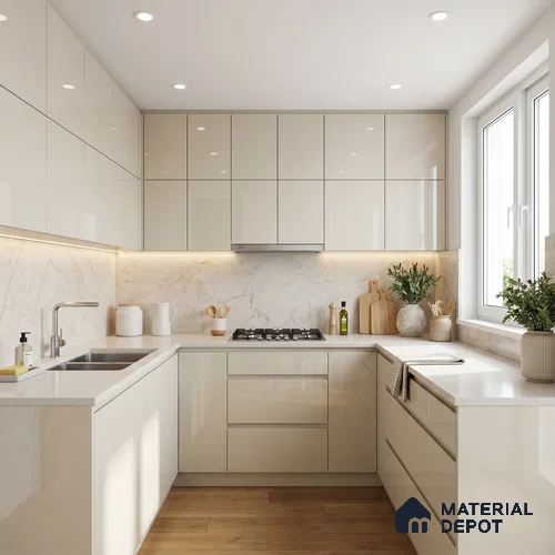 Solid Colors Look LM 15481 Ivory 8 ft x 4 ft High Gloss Finish Decorative Laminate - 1 mm | Suitable for Living Room, Kitchen, Office