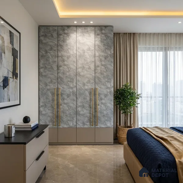 Marble Look LM 15495 Golden Vein Stone 8 ft x 4 ft Matte Finish Decorative Laminate - 1 mm | Suitable for TV Unit, Wardrobe, Kitchen Cabinets