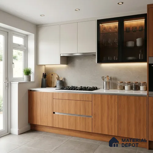 Wooden Fluted Look LM 15499 Varnished Bois 8 ft x 4 ft Texture Finish Decorative Laminate - 1 mm | Suitable for TV Unit, Wardrobe, Kitchen Cabinets