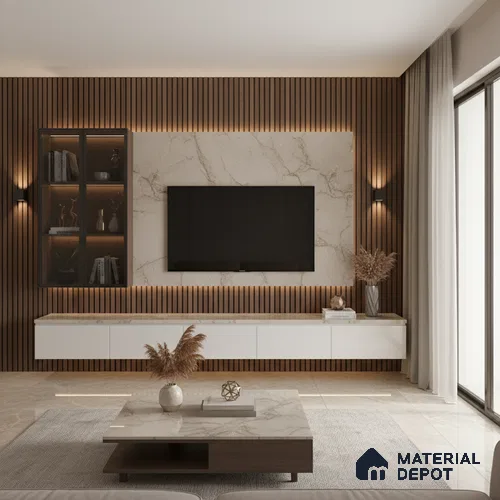 Marble Look LM 15513 Exposed Concrete 8 ft x 4 ft Texture Finish Decorative Laminate - 1 mm | Suitable for TV Unit, Wardrobe, Kitchen Cabinets