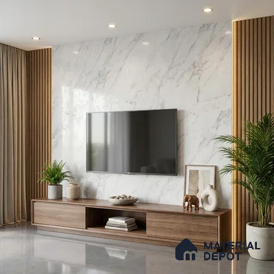 Marble Fluted Look LM 15519 Cloud Italino 8 ft x 4 ft Texture Finish Decorative Laminate - 1 mm | Suitable for TV Unit, Wardrobe, Kitchen Cabinets