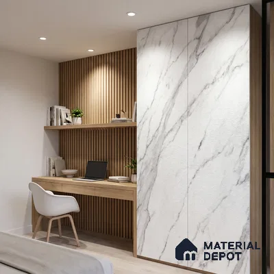 Marble Fluted Look LM 15519 Cloud Italino 8 ft x 4 ft Texture Finish Decorative Laminate - 1 mm | Suitable for TV Unit, Wardrobe, Kitchen Cabinets