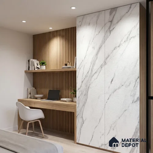 Marble Fluted Look LM 15519 Cloud Italino 8 ft x 4 ft Texture Finish Decorative Laminate - 1 mm | Suitable for TV Unit, Wardrobe, Kitchen Cabinets