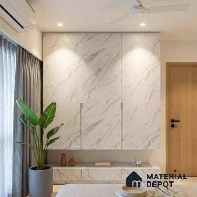 Marble Fluted Look LM 15519 Cloud Italino 8 ft x 4 ft Texture Finish Decorative Laminate - 1 mm | Suitable for TV Unit, Wardrobe, Kitchen Cabinets