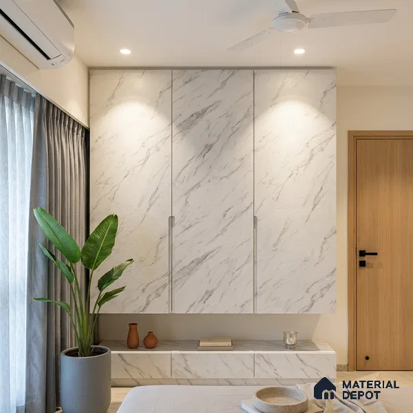 Marble Fluted Look LM 15519 Cloud Italino 8 ft x 4 ft Texture Finish Decorative Laminate - 1 mm | Suitable for TV Unit, Wardrobe, Kitchen Cabinets