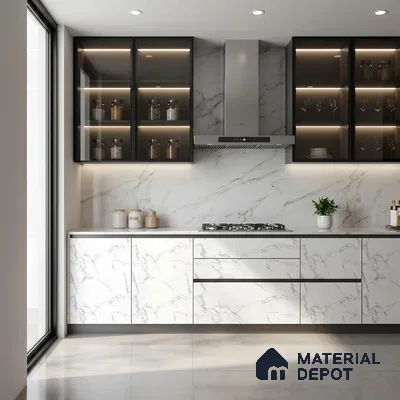 Marble Fluted Look LM 15519 Cloud Italino 8 ft x 4 ft Texture Finish Decorative Laminate - 1 mm | Suitable for TV Unit, Wardrobe, Kitchen Cabinets