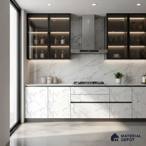 Marble Fluted Look LM 15519 Cloud Italino 8 ft x 4 ft Texture Finish Decorative Laminate - 1 mm | Suitable for TV Unit, Wardrobe, Kitchen Cabinets
