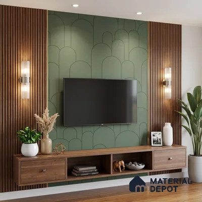 Patterned Look LM 15531 Sage Green 8 ft x 4 ft Texture Finish Decorative Laminate - 1 mm | Suitable for Bedroom, TV Unit, Wardrobe