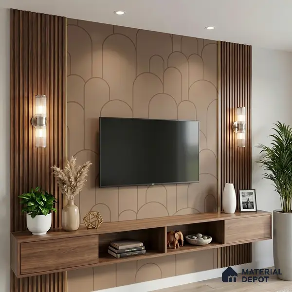 Patterned Look LM 15534 Ochre Brown 8 ft x 4 ft Texture Finish Decorative Laminate - 1 mm | Suitable for Bedroom, TV Unit, Wardrobe