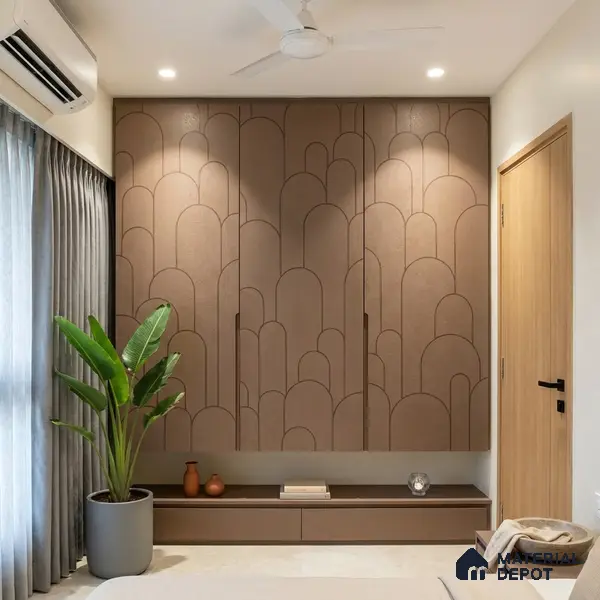 Patterned Look LM 15534 Ochre Brown 8 ft x 4 ft Texture Finish Decorative Laminate - 1 mm | Suitable for Bedroom, TV Unit, Wardrobe