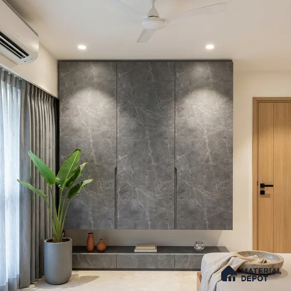 Stone Look LM 15537 Dull Calacatta 8 ft x 4 ft Texture Finish Decorative Laminate - 1 mm | Suitable for TV Unit, Wardrobe, Kitchen Cabinets