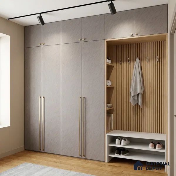 Fabric Look LM 15547 Cotton Sketch Brown 8 ft x 4 ft Matte Finish Decorative Laminate - 1 mm | Suitable for TV Unit, Wardrobe, Kitchen Cabinets