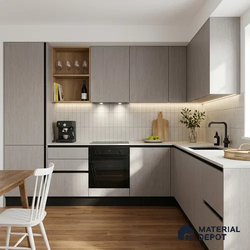 Fabric Look LM 15547 Cotton Sketch Brown 8 ft x 4 ft Matte Finish Decorative Laminate - 1 mm | Suitable for TV Unit, Wardrobe, Kitchen Cabinets