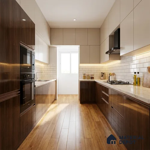 Wooden Look LM 15570 Darro Oak Granada 8 ft x 4 ft High Gloss Finish Decorative Laminate - 1 mm | Suitable for TV Unit, Wardrobe, Kitchen Cabinets