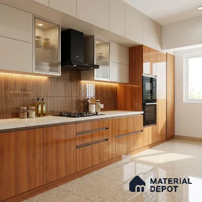 Wooden Look LM 15571 Varnished Bois 8 ft x 4 ft High Gloss Finish Decorative Laminate - 1 mm | Suitable for TV Unit, Wardrobe, Kitchen Cabinets