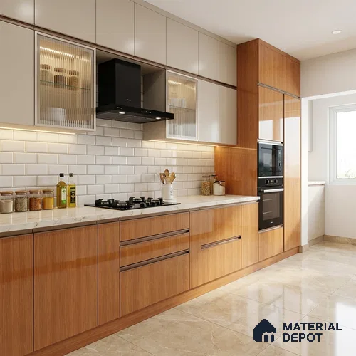 Wooden Look LM 15573 Mangrove Wood 8 ft x 4 ft High Gloss Finish Decorative Laminate - 1 mm | Suitable for TV Unit, Wardrobe, Kitchen Cabinets
