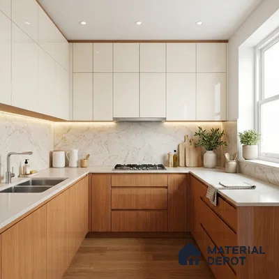 Wooden Look LM 15573 Mangrove Wood 8 ft x 4 ft High Gloss Finish Decorative Laminate - 1 mm | Suitable for TV Unit, Wardrobe, Kitchen Cabinets