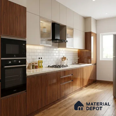 Wooden Look LM 15574 Cherry Zebrano 8 ft x 4 ft High Gloss Finish Decorative Laminate - 1 mm | Suitable for TV Unit, Wardrobe, Kitchen Cabinets