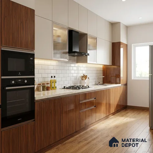 Wooden Look LM 15574 Cherry Zebrano 8 ft x 4 ft High Gloss Finish Decorative Laminate - 1 mm | Suitable for TV Unit, Wardrobe, Kitchen Cabinets