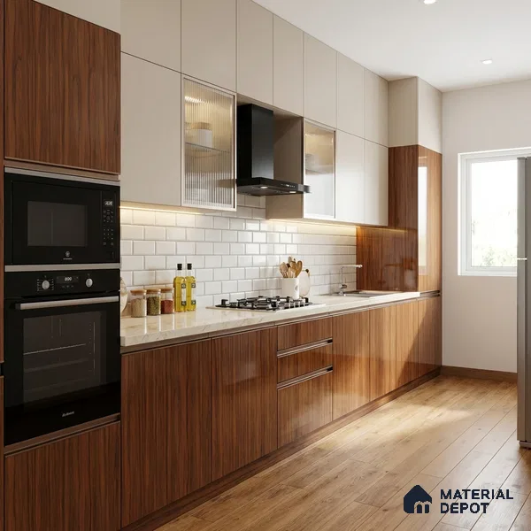 Wooden Look LM 15574 Cherry Zebrano 8 ft x 4 ft High Gloss Finish Decorative Laminate - 1 mm | Suitable for TV Unit, Wardrobe, Kitchen Cabinets