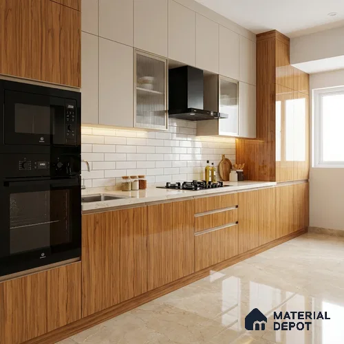 Wooden Look LM 15575 Zebrano 8 ft x 4 ft High Gloss Finish Decorative Laminate - 1 mm | Suitable for TV Unit, Wardrobe, Kitchen Cabinets