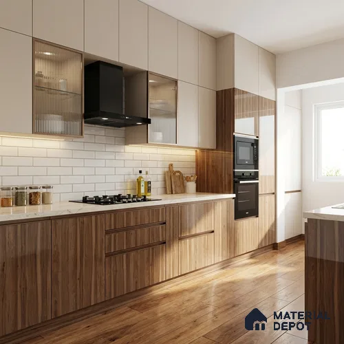 Wooden Look LM 15576 European Hemlock 8 ft x 4 ft High Gloss Finish Decorative Laminate - 1 mm | Suitable for TV Unit, Wardrobe, Kitchen Cabinets