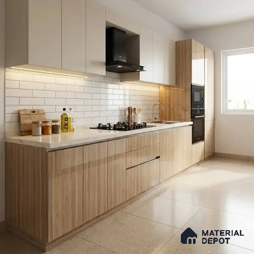 Wooden Look LM 15577 Australian Ash 8 ft x 4 ft High Gloss Finish Decorative Laminate - 1 mm | Suitable for TV Unit, Wardrobe, Kitchen Cabinets