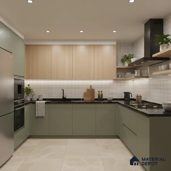 Cream Solid Colors look Ferrero 1E232 SMT Muted Taupe Grey 8 ft x 4 ft Satin Matt Finish Decorative Laminate - 1 mm | Suitable for Living Room, Kitchen, Office | Matching Prism Edgeband Code - (10140)