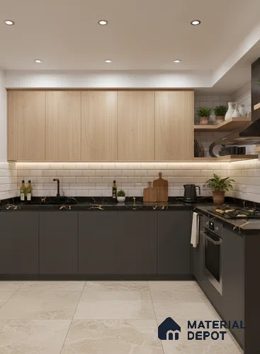 Brown Solid Colors look Ferrero 1E186 SF Dusky Slate Blue 8 ft x 4 ft Suede Finish Decorative Laminate - 1 mm | Suitable for Living Room, Kitchen, Office | Matching E3 Edgeband Code - (1050)