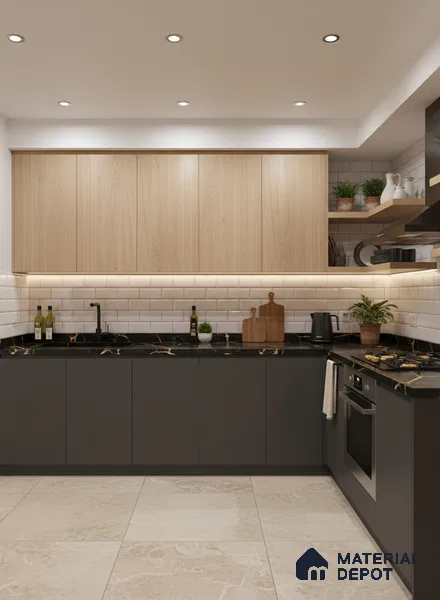 Brown Solid Colors look Ferrero 1E186 SF Dusky Slate Blue 8 ft x 4 ft Suede Finish Decorative Laminate - 1 mm | Suitable for Living Room, Kitchen, Office | Matching E3 Edgeband Code - (1050)