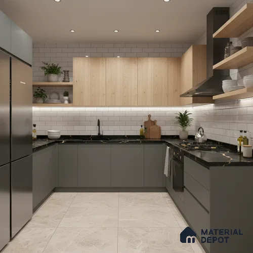 Grey Solid Colors look Ferrero 1E160 SF Soft Dove Grey 8 ft x 4 ft Suede Finish Decorative Laminate - 1 mm | Suitable for Living Room, Kitchen, Office | Matching E3 Edgeband Code - (1051)