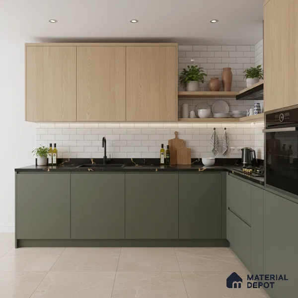 Grey Solid Colors look Ferrero 1E227 SF Neutral Stone Grey 8 ft x 4 ft Suede Finish Decorative Laminate - 1 mm | Suitable for Living Room, Kitchen, Office | Matching E3 Edgeband Code - (1051)