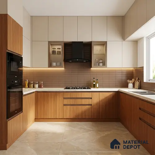 Wooden Look LM 17411 Natural Teak 10 ft x 4 ft Texture Finish Decorative Laminate - 1 mm | Suitable for TV Unit, Wardrobe, Kitchen Cabinets