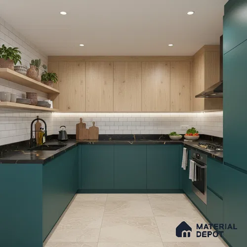 Blue Solid Colors look 2B4701 A 155 Tide Teal 8 ft x 4 ft Matte Finish Decorative Laminate - 1 mm | Suitable for Living Room, Kitchen, Office | Matching Edgeband 10194 from Prism