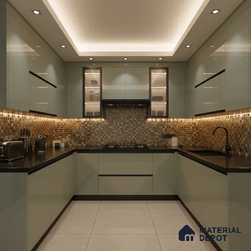 Grey Solid Colors look 2B4146 A 8 Riverstone Mist 8 ft x 4 ft Glossy Finish Decorative Laminate - 1 mm | Suitable for Living Room, Kitchen, Office | Matching Edgeband 10347 SHGL from Prism